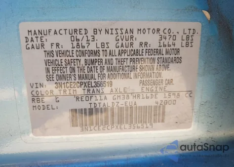 2014 Nissan Versa Note Sv из США, поврежденный, VIN 3N1CE2CPXEL3565